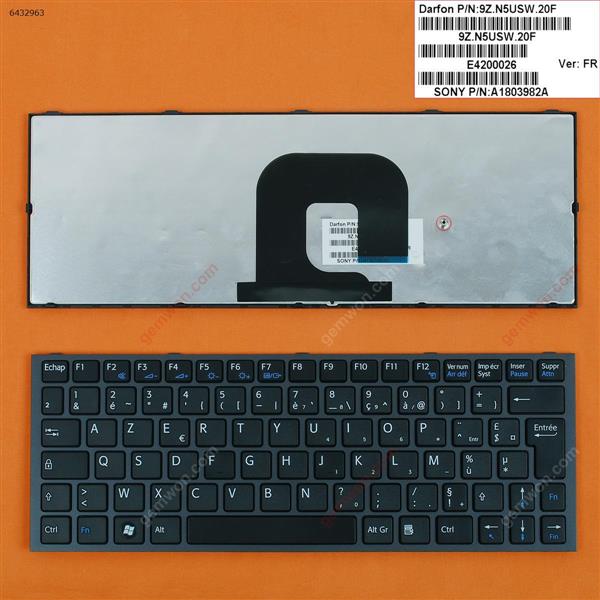 SONY VPC-YA VPC-YB GRAY FRAME BLACK FR 9Z.N5USW.01N SC0SW Laptop Keyboard (OEM-B)
