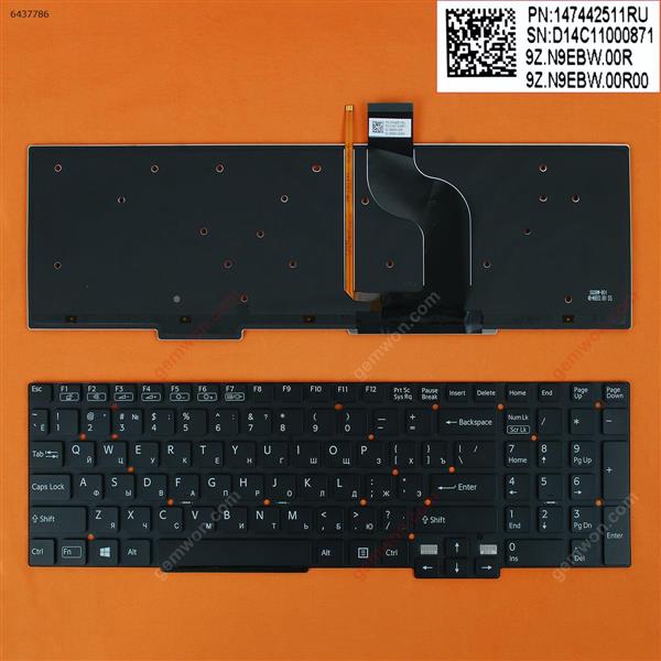 Sony Vaio SVT15 BLACK(Backlit,For Win8) RU 9Z.N9EBW.00E SG0BW Laptop Keyboard (OEM-B)