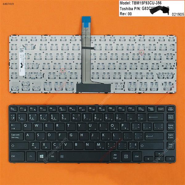 Toshiba Tecra R40-C BLACK FRAME BLACK WIN8 CA/CF N/A Laptop Keyboard (OEM-B)
