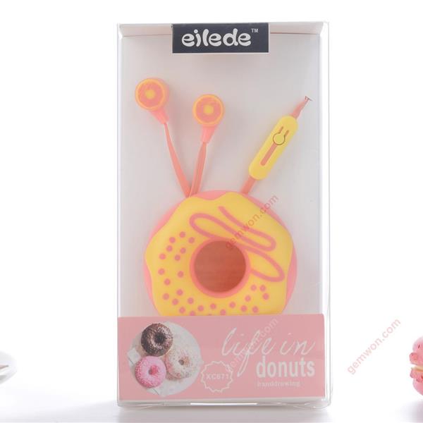 Cute Headphone Donuts Design In Ear Earphone L-10 Noise Cancelling Headphones pink Headset L10