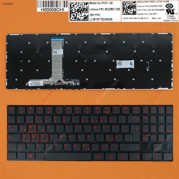 Lenovo Legion Y520 Y520-15IKB R720 R720-15IKB BLACK(Red Printing,Win8) GR N/A Laptop Keyboard (OEM-B)