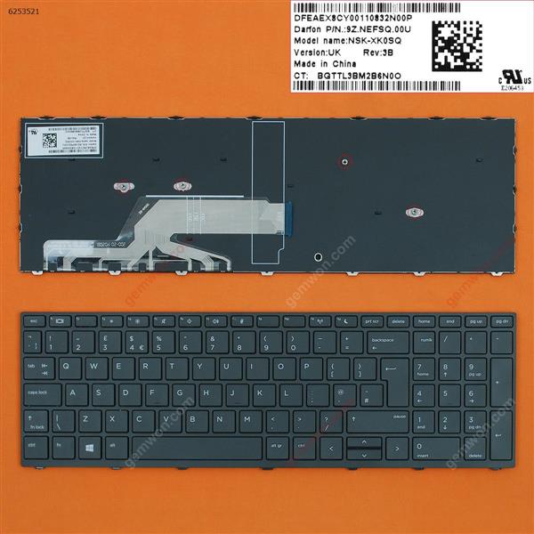 HP Probook 450 G5 455 G5 470 G5 BLACK FRAME BLACK WIN8 UK L01028-031 Laptop Keyboard (OEM-B)
