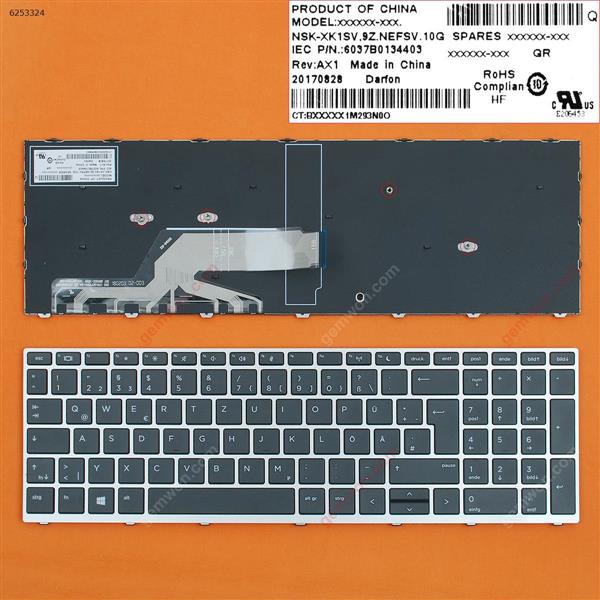 HP Probook 450 G5 455 G5 470 G5 SILVER FRAME BLACK WIN8 GR L01028-031  NSK-XJ1SV0G  9Z.NEESV10G  L21585-001 Laptop Keyboard (OEM-B)
