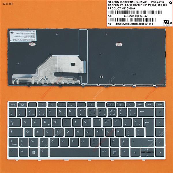 HP Probook 430 G5 440 G5 445 G5 Silver FRAME BLACK WIN8 FR L01071-001 Laptop Keyboard (OEM-B)