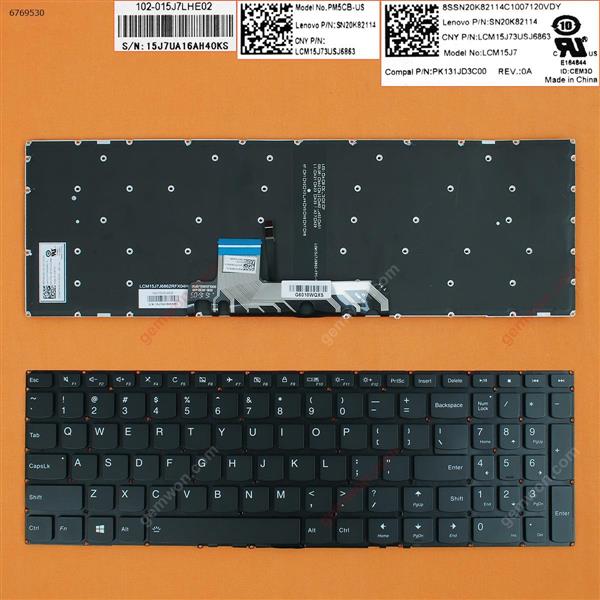 LENOVO Ideapad 310S-15ISK 510S-15ISK 310S-15IKB BLACK win8(Backlit,Without FRAME) US N/A Laptop Keyboard (OEM-B)