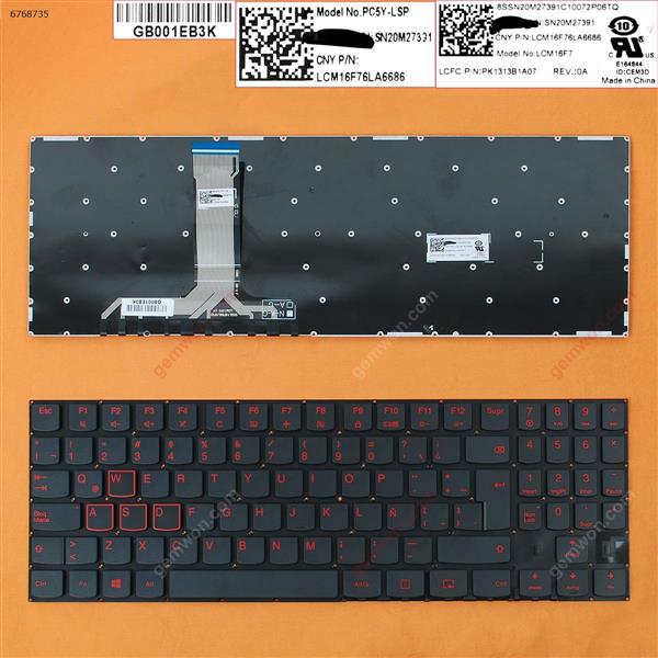 Lenovo Legion Y520 Y520-15IKB R720 R720-15IKB BLACK(Red Printing,Win8) LA V160420FS1-US SN20M27556 Laptop Keyboard (OEM-B)