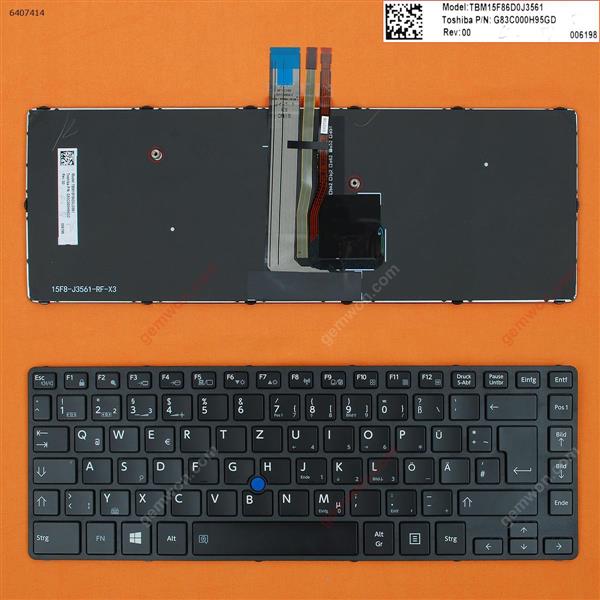 Toshiba Tecra A40-C A40-C1430 A40-C1440 A40-C-18R BLACK FRAME GLOSSY WIN8 (With point stick,Backlit) GR N/A Laptop Keyboard (OEM-B)