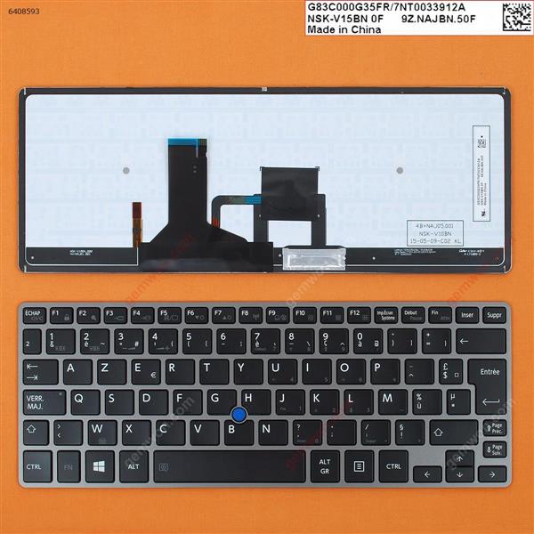TOSHIBA Z30 GRAY FRAME BLACK(Backlit,For Win8,With Point stick) FR 9Z.NAJBN.01E V10BN 1E Laptop Keyboard (OEM-B)
