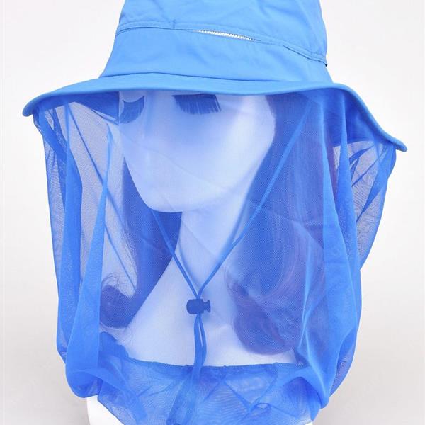 Summer Visor Hat Quick-drying mesh gauze anti-mosquito sun hat (dark blue) Outdoor Clothing WD-T113