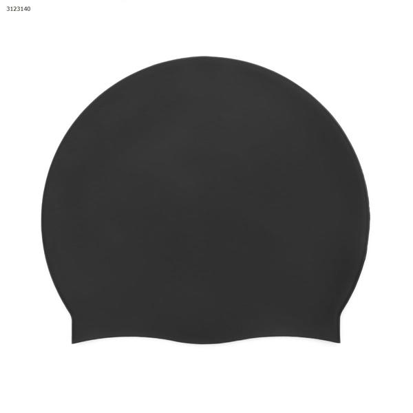 Elastic waterproof PU fabric protects the ear long hair sports swimming pool hat swimming cap male and female adult free size (black) Outdoor Clothing WDH