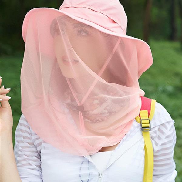 Summer Visor Hat Quick-drying mesh gauze anti-mosquito sun hat (pink) Outdoor Clothing WD-T113