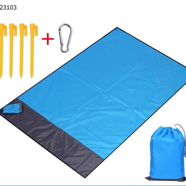 Blanket waterproof picnic mat beach camping outdoor large sand mat cushion pocket (200cm*210cm blue gray) Camping & Hiking WD-CH