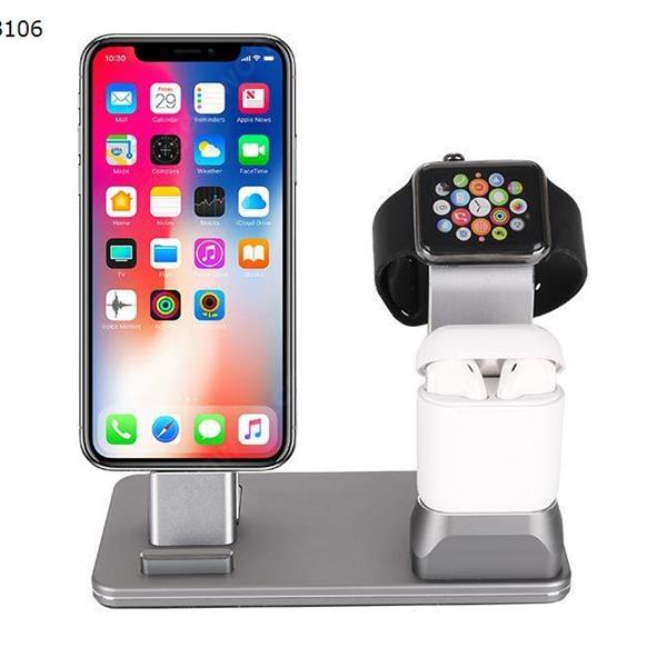 Multi-function three-in-one for Apple mobile phone watch headset charging base all aluminum charging stand (gray) Mobile Phone Mounts & Stands LC-03
