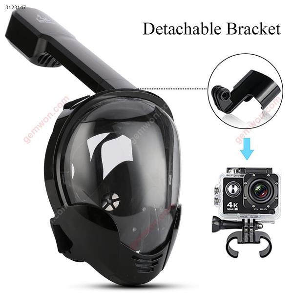Full Face Snorkeling Mask Panorama Anti-fog Leak-proof Swimming Snorkel Diving Underwater Diving Mask GoPro Compatible (Black) Water sports equipment WD-M8018