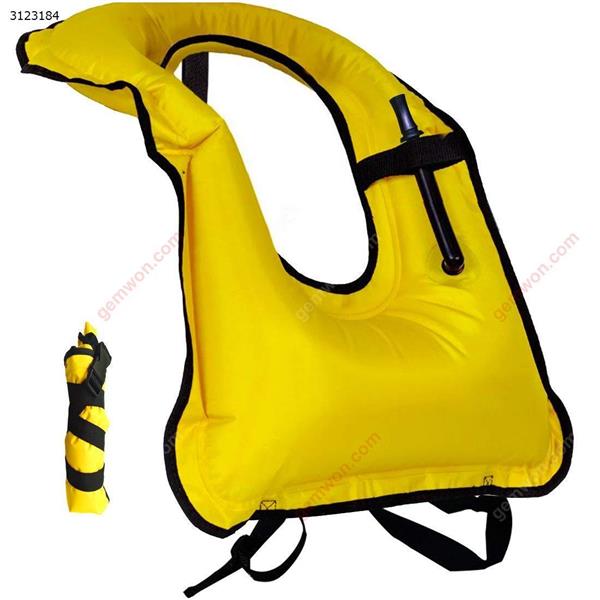 Inflatable diving vest adult life jacket vest free diving swimming safety load up to 220 pounds (yellow) Water sports equipment WDF001