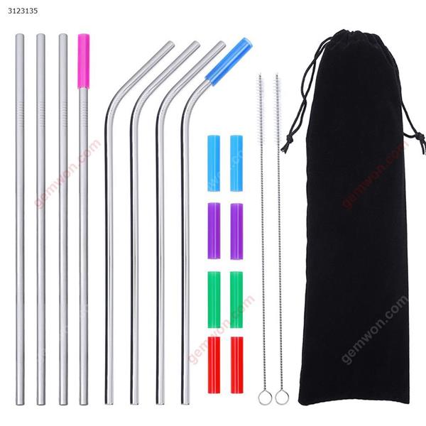 8 pieces stainless steel straw metal straw 20 oz 30 oz, Mason jar 8 piece silicone tip and 2 pack cleaning brush Iron art WDXG