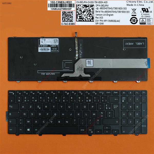 Dell Inspiron 15-5000 Series 5547 5521 5542 BLACK FRAME BLACK (Backlit,cable folded,Win8) FR N/A Laptop Keyboard (OEM-B)