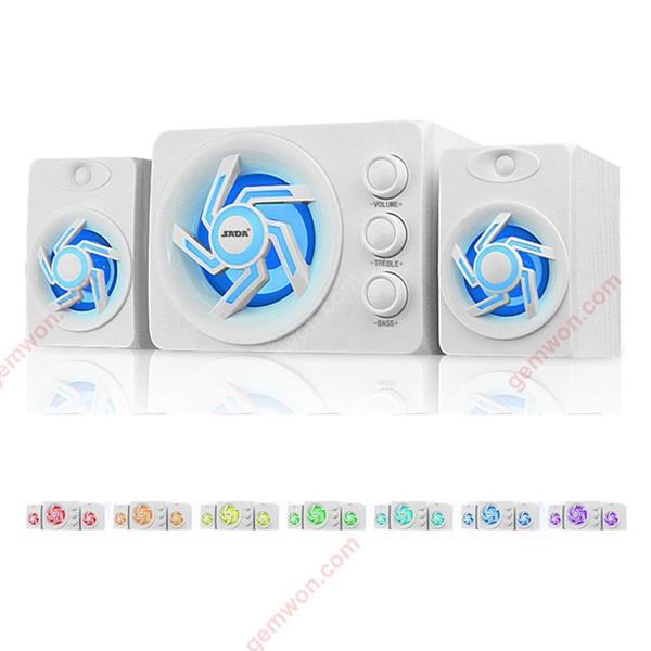 Bluetooth version of the colorful light，Support Bluetooth, TF card, U disk, radio，white Bluetooth Speakers D-209