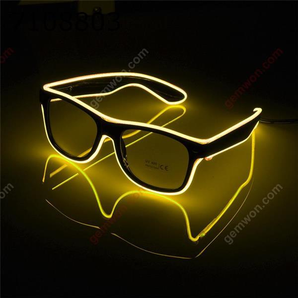 Flashing EL Wire Led Glasses   Luminous Party Decorative Lighting Classic Gift Bright LED Light Up Party SunGlasses yellow Other ER-YJ001