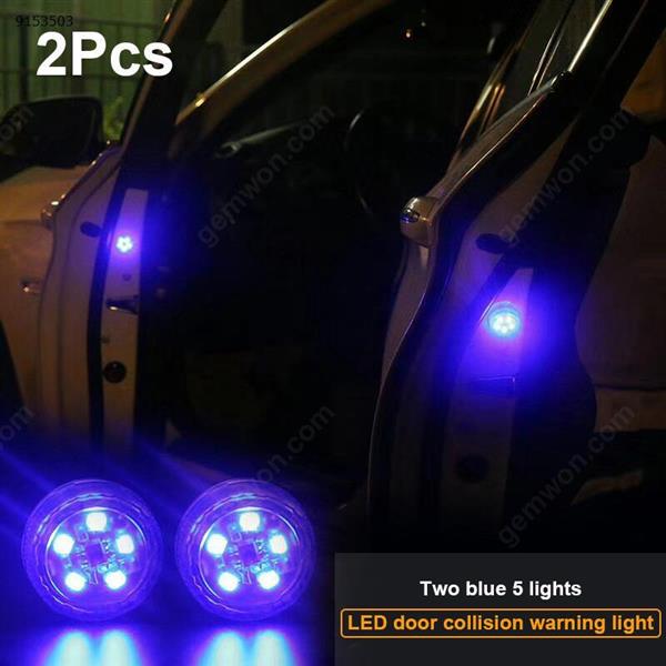 5 LED lamp Car Door Warning Light, 2 Pcs Universal Wireless Car Safety Anticollision Light Lamp for Any Car Instant Switch On/Off (blue) Autocar Decorations R-1631