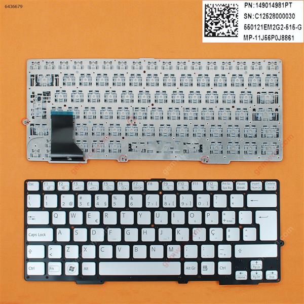 SONY VAIO SVE13 SVS13 Silver WIN8(For Backlit version,without FRAME,without foil) PO 14901432USX MP-11J53U4J886 Laptop Keyboard (OEM-B)