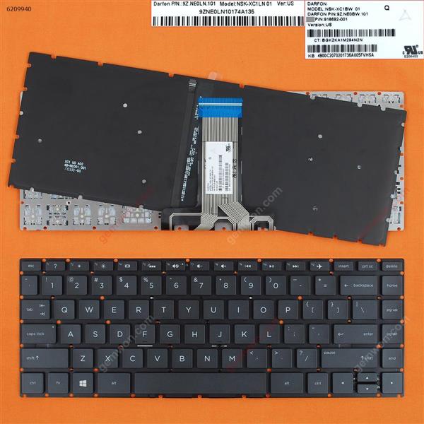 HP Pavilion 14-BS 14-BS000 14-BS100 14-BS500 BLACK (Backlit,Without FRAME,WIN8) US N/A Laptop Keyboard (OEM-B)