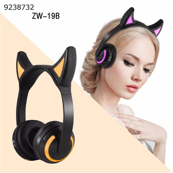 Wireless Headphones Bluetooth Headset Cute Ear Luminous LED Sports Earphones Portable Stereo Headset--Little DevilZW-19A