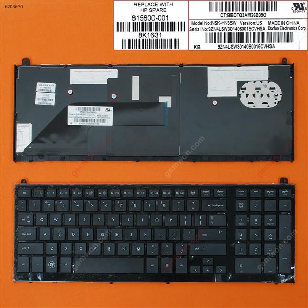 HP PROBOOK 4520S BLACK FRAME BLACK US MP-09K13GR-4423 Laptop Keyboard (OEM-B)