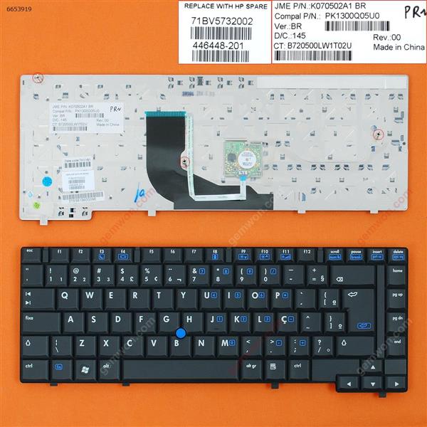 HP Compaq 6910 6910p BLACK(With Point stick) BR PK1300Q0500 446448-001 Laptop Keyboard (OEM-B)