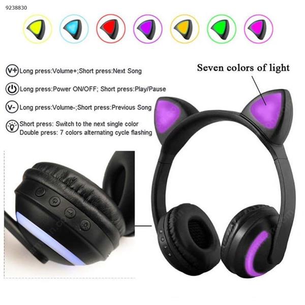 Wireless Bluetooth Stereo Headphone Cute Animal Ear Headset With Colorful Luminous LED Intelligent Automatic shut-down Headphone—Cat Lady Headset CYKE