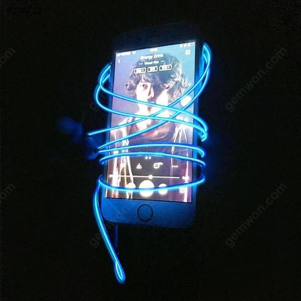new EL light emitting earphone flash in-ear cool night light control with wheat game video night run headset  blue Headset K1/K2/K3
