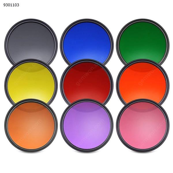 58MM Complete Full Color Lens Filter Set (9pcs) for Camera Lens with 58MM Filter Thread - Includes: Red, Orange, Blue, Yellow, Green, Brown, Purple, Pink and Gray ND Filters + Filter Carry Pounch + Microfiber Lens Cleaning Cloth Other N/A