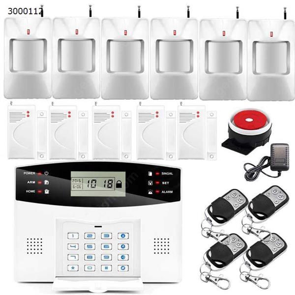 GSM Wireless 433MHz Smart Voice Anti-theft Alarm System Home Anti-pet Alarm with LCD Display Screen with 99+7 Defense Zones(Alarm host + 2 remote controls + 1 infrared probe + 1 door magnet + power + wired siren) Gateway N/A