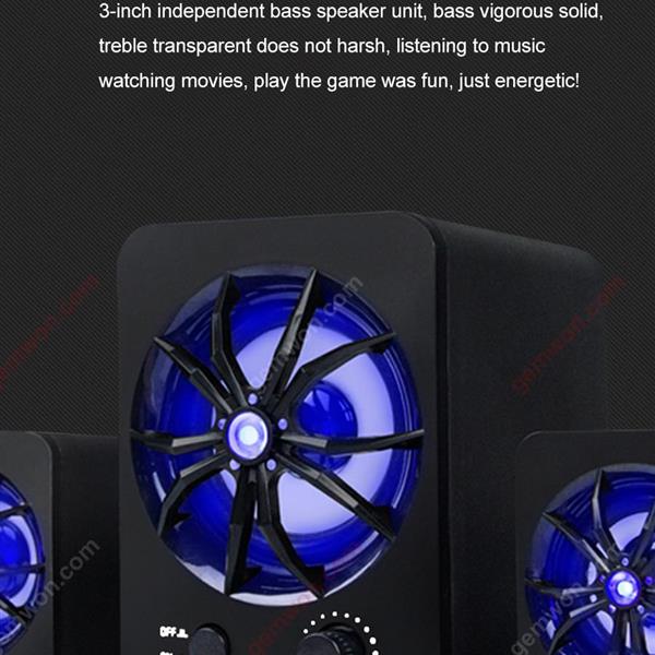 D-207 7 blue Bluetooth stereo，Cool light，2.1 surround sound，black Bluetooth Speakers D-207 7 COLOUR BLUETOOTH STEREO