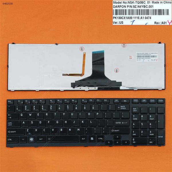 TOSHIBA Satellite A660 A665 BLACK FRAME BLACK(Backlit,With cable folded) US MP-09N53US6698 PK130CX2B00 9Z.N4YBC.001 Laptop Keyboard (OEM-B)