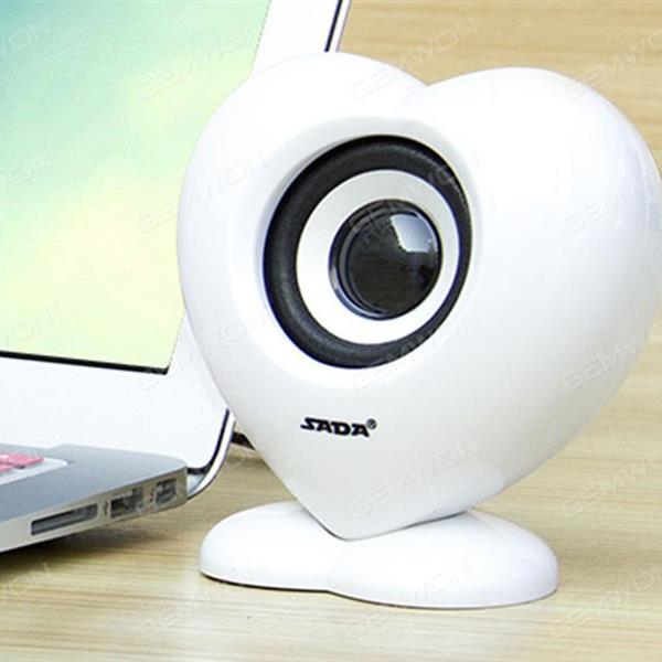 love heart  mini acoustics，Laptop desktop phone stereo Small speakers Low - pitched sound，white Bluetooth Speakers love heart  mini acoustics