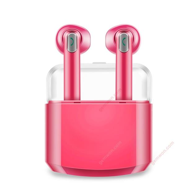 TWS Mini Portable Dual Wireless Bluetoothe Earphones Headphones with Charging Box(pink) Headset N/A
