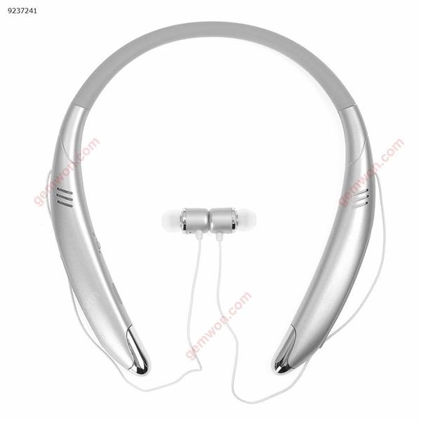 Outdoor sports Bluetooth 2-in-1 headphone speakers. Headphones and speakers can be switched neck hanging headphones (silver) Headset G42701（V8）
