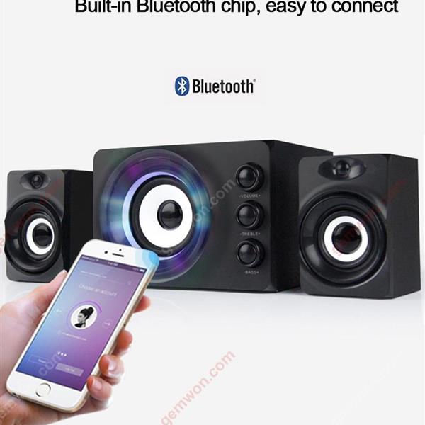 D-206 BLUETOOTH STEREO，Colorful lights USB wood subwoofer，black Bluetooth Speakers D-206  BLUETOOTH STEREO