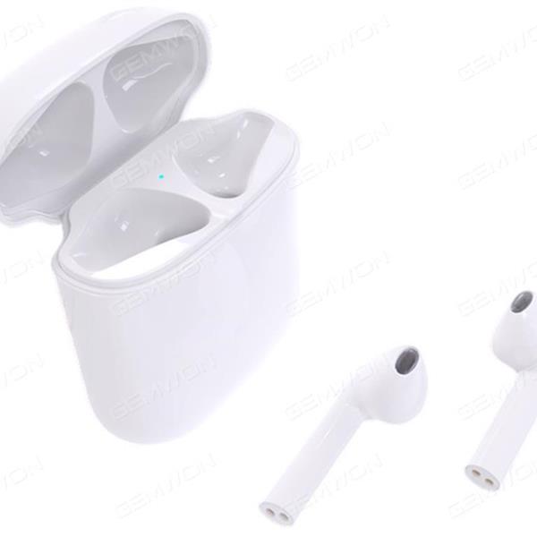 i8 mini Bluetooth headset, wireless mini binaural Bluetooth headset, Magnetic charging pedestal, White Headset I8 MINI BLUETOOTH HEADSET