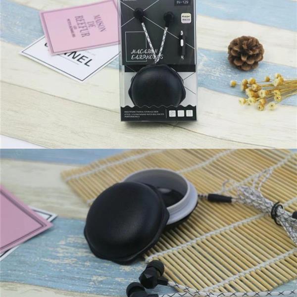 IN-129 Colorful Diamond Shapes，With storage box phone headset，black Headset IN-129