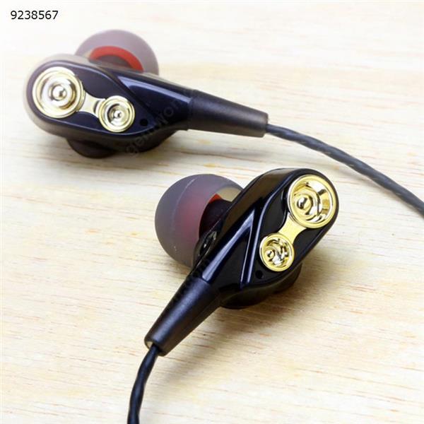 Dual Driver Earphones Stereo Bass Headphones Sport Running Headset HIFI Monitor Earbuds Handsfree With Mic black Headset N/A