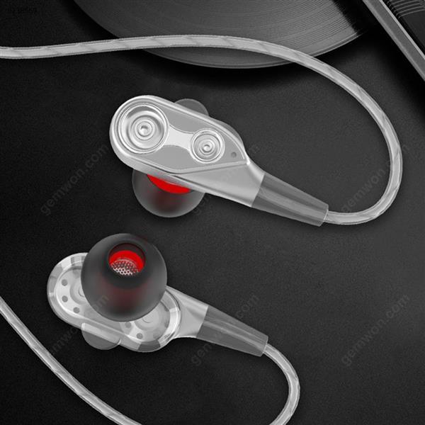 Dual Driver Earphones Stereo Bass Headphones Sport Running Headset HIFI Monitor Earbuds Handsfree With Mic  argentate Headset N/A