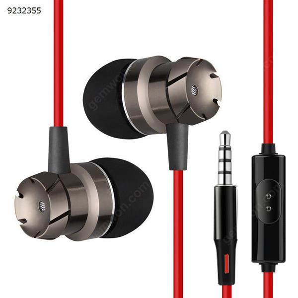 Metal ear - in - the - ear earphone, turbo - heavy low - tone band, line - controlled mobile phone, computer, MP3 universal earphone red Headset N/A