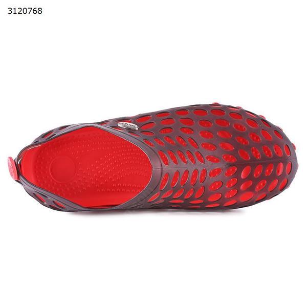 Summer beach sandals outdoor wading hole shoes Korean Baotou comfortable breathable tide shoes men's wild sandals (size 40-45 red) Outdoor Clothing WD-1706