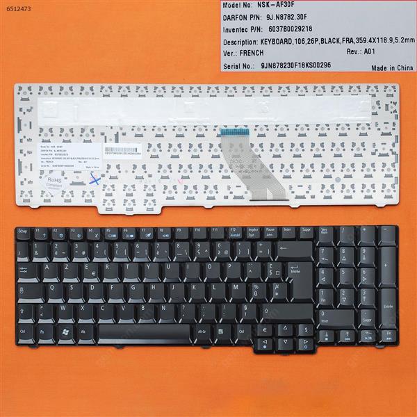 ACER AS7000 9400 GLOSSY FR NSK-AFT0G 9J.N8782.T0G PK1306G3A20 Laptop Keyboard (OEM-B)