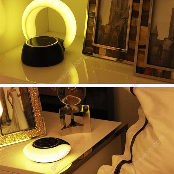 Moon Bay Bluetooth Speaker Touch Panel With Ambient LED Night Light Home Room Decor Stereo HiFi Portable Wireless Loudspeaker ,Yellow White Bluetooth Speakers DM10