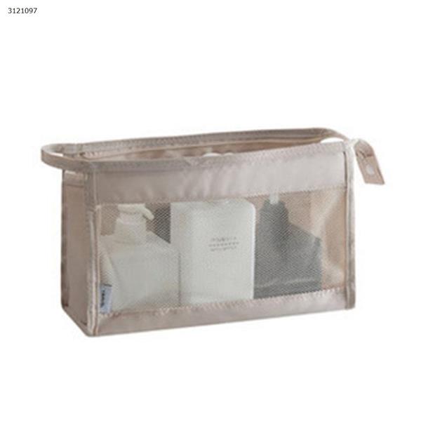 Grid cosmetic bag travel storage wash cosmetic storage bag hand bag Beige Outdoor backpack n/a