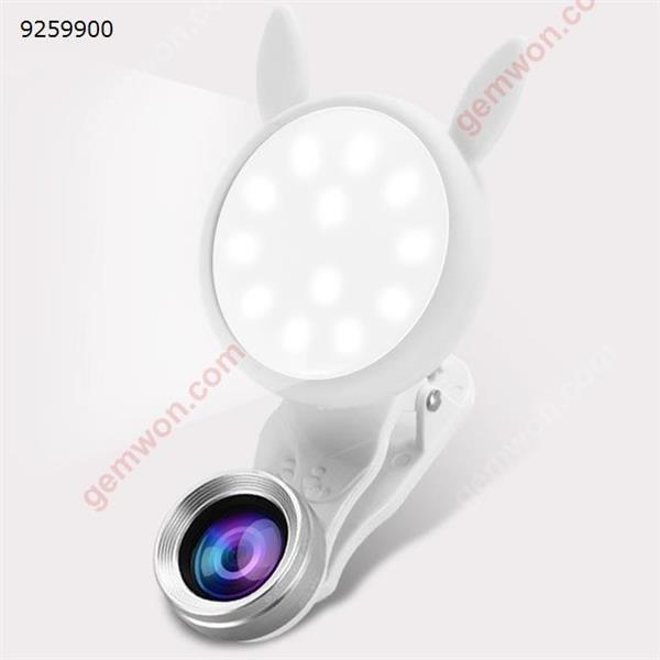 Phone Camera Lens, Rechargeable Selfie Ring Light, 20X Macro Lens & Wide Angle Lens, 3 Adjustable Brightness Fill Light for iPhone X, On-Camera Video Light for iPhone 7 Plus, Samsung, etc -white Selfie LED Light WQ-04