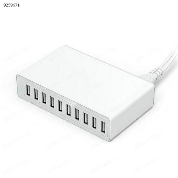 10A 10USB Charger， for Galaxy S7/S6/Edge, Note 5 and iSmart for iPhone 7/6s/Plus, iPad, LG, Nexus 6, HTC & More(white) USB HUB XBX-09L